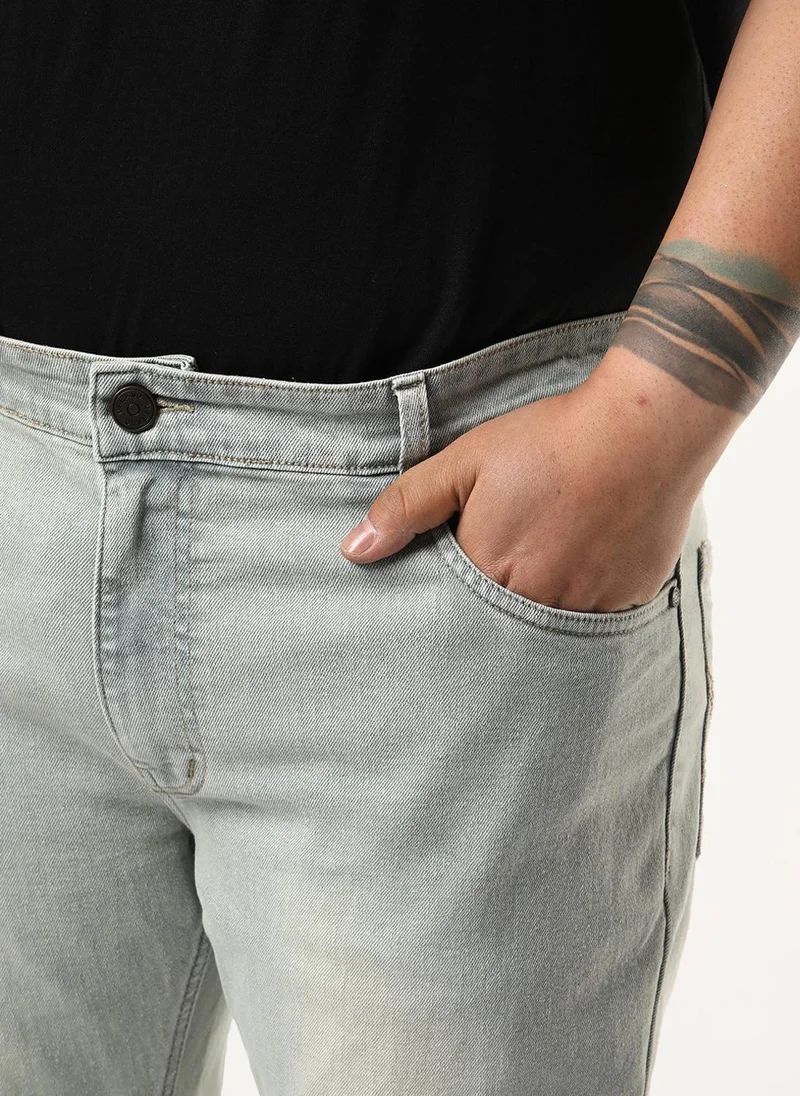 Urbano Fashion  Urbano Plus Men's Ice Grey Bootcut Fit Mid Rise Tinted Heavy Washed Jeans Stretchable for Men | Best Price UAE